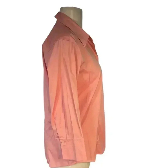 Eddie Bauer Salmon Pink 3/4 Sleeve Size Medium Stretch Winkle Resistant - Picture 2 of 11